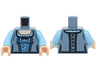 Torso Female Corset, Medium Blue Center Panel, Dark Blue Trim and Laces, Bright Light Blue Blouse, Light Nougat Neck Pattern / Bright Light Blue Arms / Light Nougat Hands