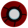 Tile, Round 2 x 2 with Bottom Stud Holder with White Repulsor Disc with Metallic Light Blue Ring, Black Radial Energy Lines Pattern