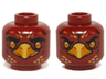 Minifigure, Head Dual Sided Alien Chima Phoenix with Bright Light Orange Eyes and Beak, Gold Feathers, Neutral / Stern Pattern (Fluminox)