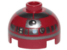 Brick, Round 2 x 2 Dome Top with Silver Band Around Dome, Blue Dot Pattern (R4-P17)