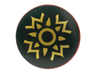 Minifigure, Shield Circular / Round Convex Face with Dark Green and Gold Rohan Pattern