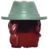 Mini Doll, Hair Combo, Hair with Hat, Long Wavy Over Right Shoulder with Molded Sand Green Cowboy Hat Pattern