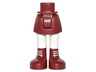 Mini Doll Hips and Skirt, White Legs and Dark Red Boots with White Laces Pattern - Thick Hinge