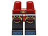 Hips and Black Legs with Gold Belt Buckle, Dark Red and Gold Knee Pads, Dark Blue Toes with Claws Pattern