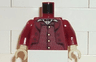 Torso Suit Jacket over Vest with Gold Buttons, Tan Shirt, Black Bow Tie Pattern / Dark Red Arms / Tan Hands