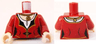 Torso Female Dress with Black Collar and Gold Trim over White Shirt, Medallion Pendant Necklace, Light Nougat Neck Pattern / Dark Red Arms / Light Nougat Hands