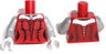Torso Female Laced Corset with Red Frills and Pendant Pattern / Flat Silver Arms / Light Bluish Gray Hands