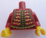Torso Vest with Gold Trim, Buttons and Floral Motif Pattern / Dark Red Arms / Yellow Hands