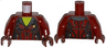 Torso Female Jacket Open Collar with Silver Buttons and Gold Badge, Lime Chest Pattern / Dark Red Arms / Reddish Brown Hands