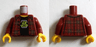Torso Plaid Flannel Shirt with Buttons over Black T Shirt with Blacktron 2 Logo Pattern / Dark Red Arms / Yellow Hands
