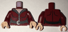 Torso Female Top with Gray Collar, Zipper and Black Belt Front and Back Pattern / Dark Red Arms / Light Nougat Hands