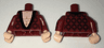 Torso Dressing Gown Robe Brocade with Black Collar over Light Nougat Bare Chest Pattern / Dark Red Arms with Black Brocade Pattern / Light Nougat Hands