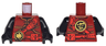 Torso Ninjago Armor with Red Straps and Utility Belt with Fire Power Emblem Pattern / Black Arms / Black Hands