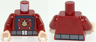Torso Flame Logo with Blue Rectangle and Dark Bluish Gray Belt Pattern / Dark Red Arms / Light Nougat Hands