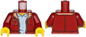 Torso Jacket Open with Pockets, Copper Zipper and Medium Nougat Collar, Bright Light Blue Shirt, Yellow Neck Pattern / Dark Red Arms / Yellow Hands