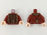 Torso Ornate Robe with Long Scarves, Gold, Reddish Brown and Dark Brown Details Pattern / Dark Red Arms / Light Nougat Hands