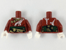 Torso Kimono Robe with White Dragon and Gold Trim, Black and Dark Green Obi Sash Pattern / Dark Red Arm Left / Dark Red Arm Right with Gold Bracelet with Red Stone Pattern / White Hands