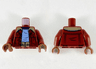 Torso Jacket with Dark Tan Collar, Bright Light Blue Shirt and Dark Tan Utility Belt Pattern / Dark Red Arms / Reddish Brown Hands