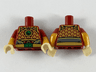 Torso Armor with Gold Trim, Green Circle and Buckle Pattern / Pearl Gold Arms with Molded Dark Red Short Sleeves Pattern / Tan Hands