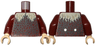 Torso Female Coat with Tan Shaggy Fur Collar and Black Animal Scales / Cracks Pattern / Dark Red Arms / Light Nougat Hands