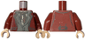 Torso Jacket over Dark Bluish Gray Vest, Tan Shirt and Dark Red Scarf Pattern / Dark Red Arms / Light Nougat Hands