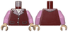 Torso Vest Closed with Pockets, Silver Buttons, and Bright Pink Collar with Diamonds, Pendant Necklace, Light Nougat Neck Pattern / Bright Pink Arms / Light Nougat Hands