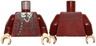 Torso Suit Jacket Open with Pockets and Gold Buttons over Vest and White Shirt, Black Tie, Watch Chain Pattern / Dark Red Arms / Light Nougat Hands