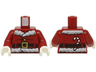 Torso Santa Jacket with White Fur Collar and Waistband, Black Creases and Belt with Gold Buckle, Candy Cane on Back Pattern (BAM) / Dark Red Arms / White Hands