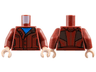 Torso Jacket over Blue Shirt, Reddish Brown Trim, Gold Buttons Pattern / Dark Red Arms / Light Nougat Hands
