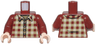 Torso Plaid Shirt with Tan and Dark Tan Squares, Collar, and Buttons over Olive Green Shirt Pattern / Dark Red Arms / Light Nougat Hands