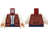 Torso Vest Open with Lapels, Pockets and Copper Filigree over White Shirt, Dark Blue Pants with Buttons Pattern / White Arms / Light Nougat Hands