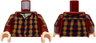 Torso Dark Tan, Dark Blue and Dark Orange Plaid Shirt with Collar and Buttons, Tan Undershirt Pattern / Dark Red Arms with Plaid Shirt and Cuffs Pattern / Light Nougat Hands