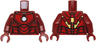 Torso Armor with Metallic Light Blue and White Circle Arc Reactor, Red Panels, Gold Trim on Back Pattern (Iron Man Mark 4) / Dark Red Arms / Dark Red Hands