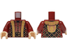 Torso Robe with Hood, Copper Filigree and Dots, Gold Lattice, Hems and Belt Buckle Pattern / Dark Red Arms / Light Nougat Hands