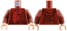 Torso Hoodie with Black Trim and Pockets, Red Striped Scarf Pattern / Dark Red Arms / Light Nougat Hands