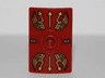 Minifigure, Shield Rectangular Curved Scutum with Stud with Gold Lightning Wings and Arrows Pattern