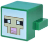 Creature Head Pixelated with Black and White Eyes, Bright Pink Nose, Tan Face with Dark Tan Outline on White Background Pattern (Minecraft Sheep)