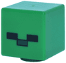 Minifigure, Head, Modified Cube with Pixelated Black Eyes and Dark Green Nose Pattern (Minecraft Zombie)