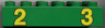 Duplo, Brick 2 x 6 with Yellow Numbers 2 and 3 Pattern