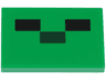 Tile 2 x 3 with Black and Dark Green Rectangles Pattern (Minecraft Baby Zombie Face)