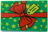 Tile 2 x 3 with Present / Gift with Red Ribbon with Bow, Lime Tag and Stars Pattern (BAM)