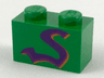 Brick 1 x 2 with Purple Snake Pattern