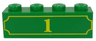 Brick 1 x 4 with Yellow '1' and Fancy Outline Pattern