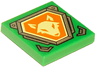 Tile 2 x 2 with Bright Light Yellow Fox Head on Orange Hexagonal Shield with Silver Border Pattern