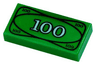 Tile 1 x 2 with Currency / Money, 100 Bill / Note Pattern