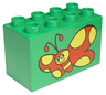 Duplo, Brick 2 x 4 x 2 with Red Butterfly with Yellow Spots Pattern