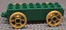 Duplo Car Base 2 x 8 x 1 1/2 with Large Yellow Spoked Wheels