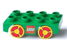 Duplo Car Base 2 x 4 with Yellow Wheels with LEGO Logo and Red on Wheels Pattern