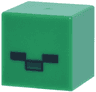Minifigure, Head, Modified Small Cube with 2 Black Rectangles and 1 Dark Green Rectangle Pattern (Minecraft Baby Zombie)