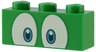 Brick 1 x 3 with Dark Blue and Dark Turquoise Eyes on White Background Pattern (Super Mario Spike Upper Face)